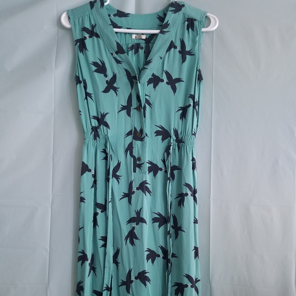 Blue dress with birds